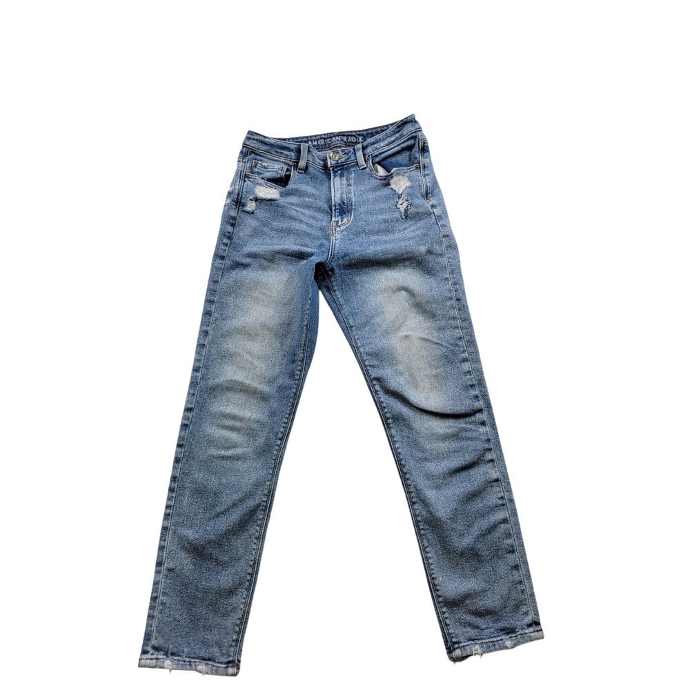 American Eagle Next Level Stretch Hi-Rise Jeans- Light Wash Distressed - Size 4